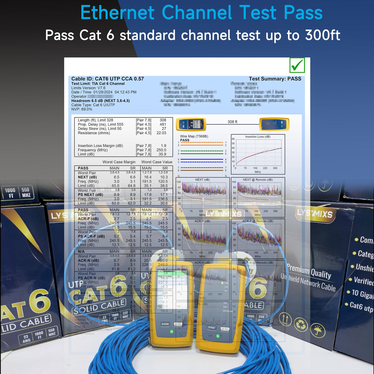 Cat6 Ethernet Cable 1000FT 23AWG Solid CCA Blue F685902