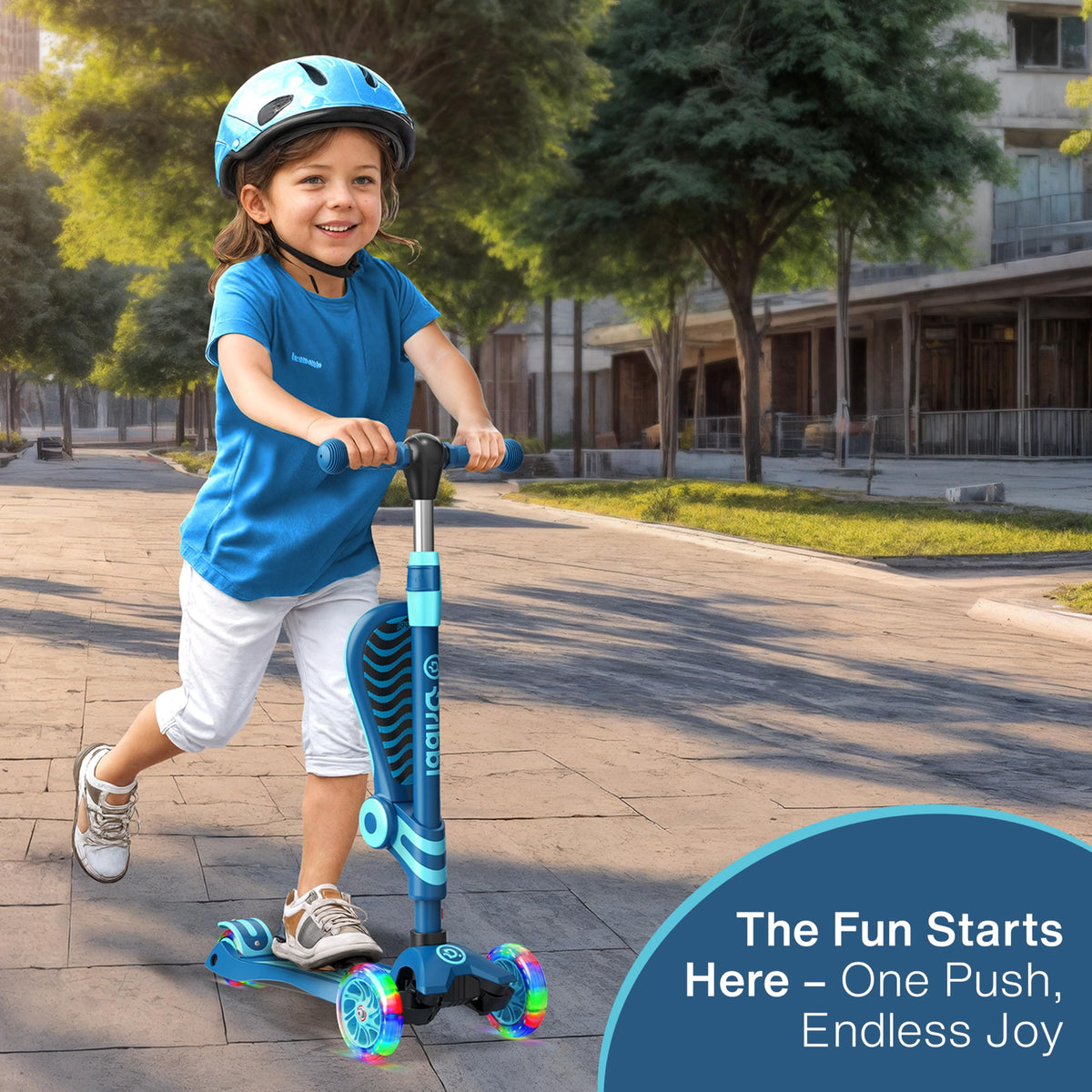 Blue 3 Wheel Scooter with Seat for Kids Q272