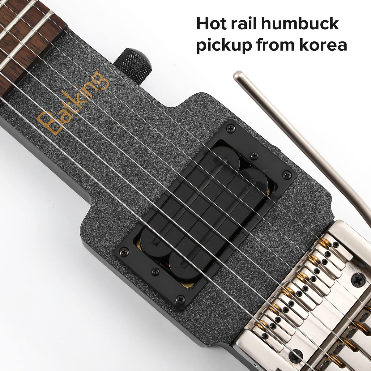 Travel Electric Guitar Headless 6 String One-piece Canada Maple Neck Double Locking Tremolo Bridge with Gigbag Q5866