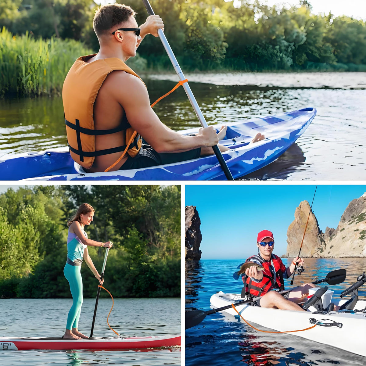 Kayak Paddle Leash 3-7 ft Stretchable Strap Q6187