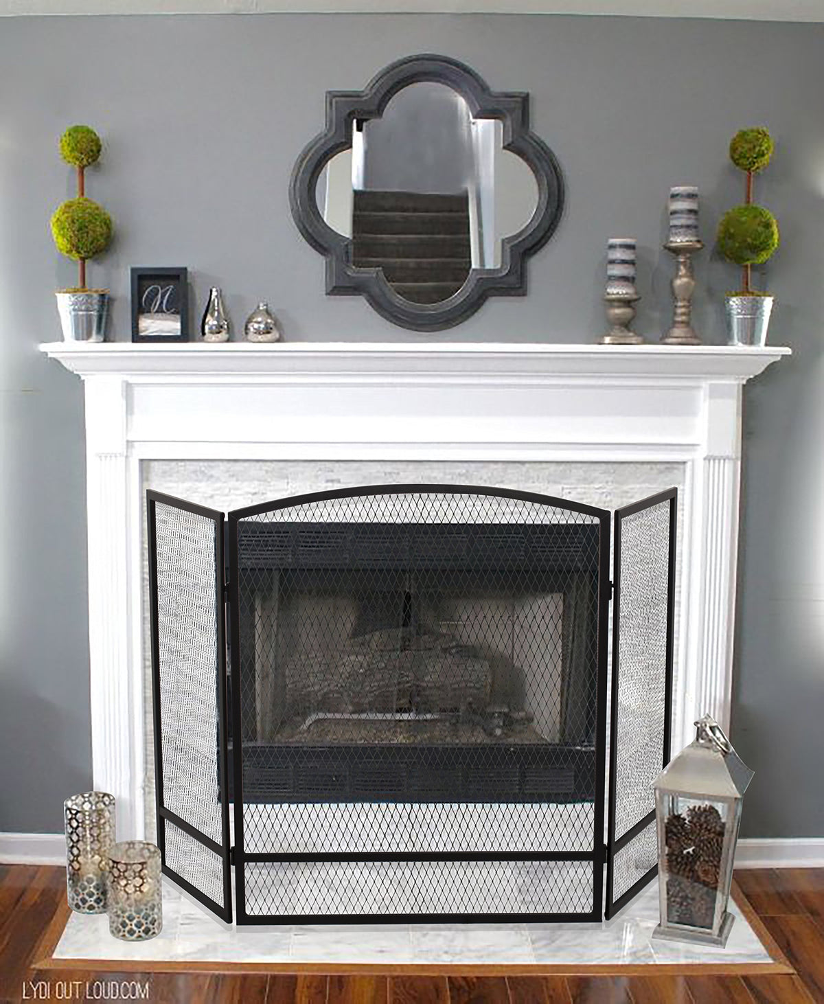 3-Panel Arch Screen with Double Bar B59703