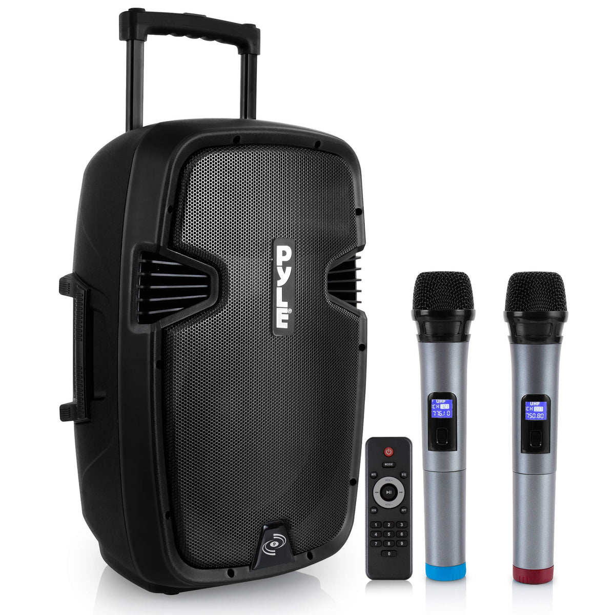15-inch Portable PA Speaker System with 2 UHF Microphone R504